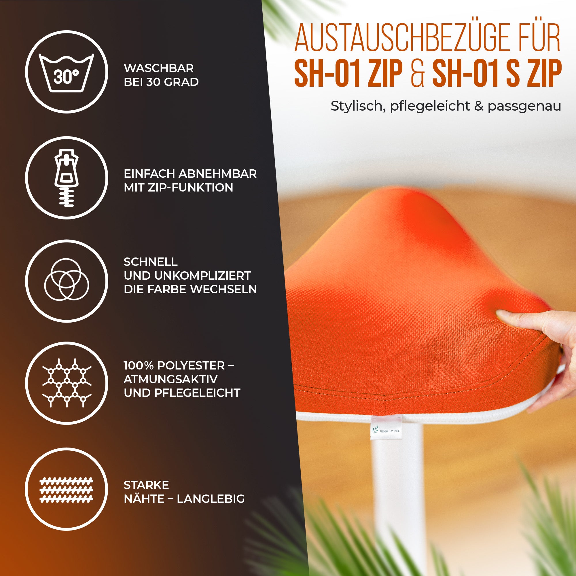 VINA Home® SH-01 ZIP Premium Sitzbezug | Perfekt geeignet für die Modelle SH-01 ZIP und SH-01S ZIP
