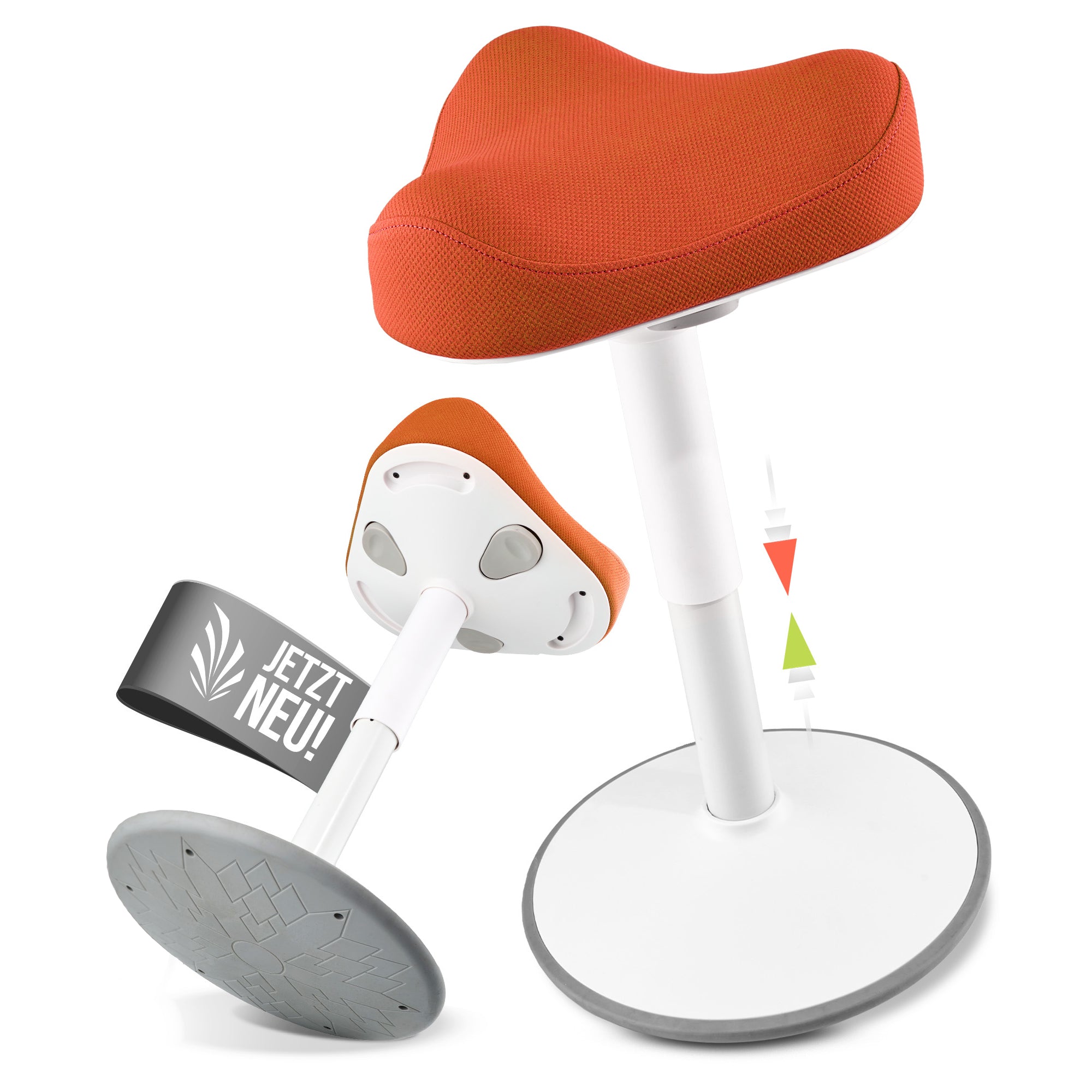 VINA Home SH-01 Bürohocker, Ergonomisch, Höhenverstellbar, Rutschfest - Sitzhocker/ Stehhocker für Arbeit & Freizeit