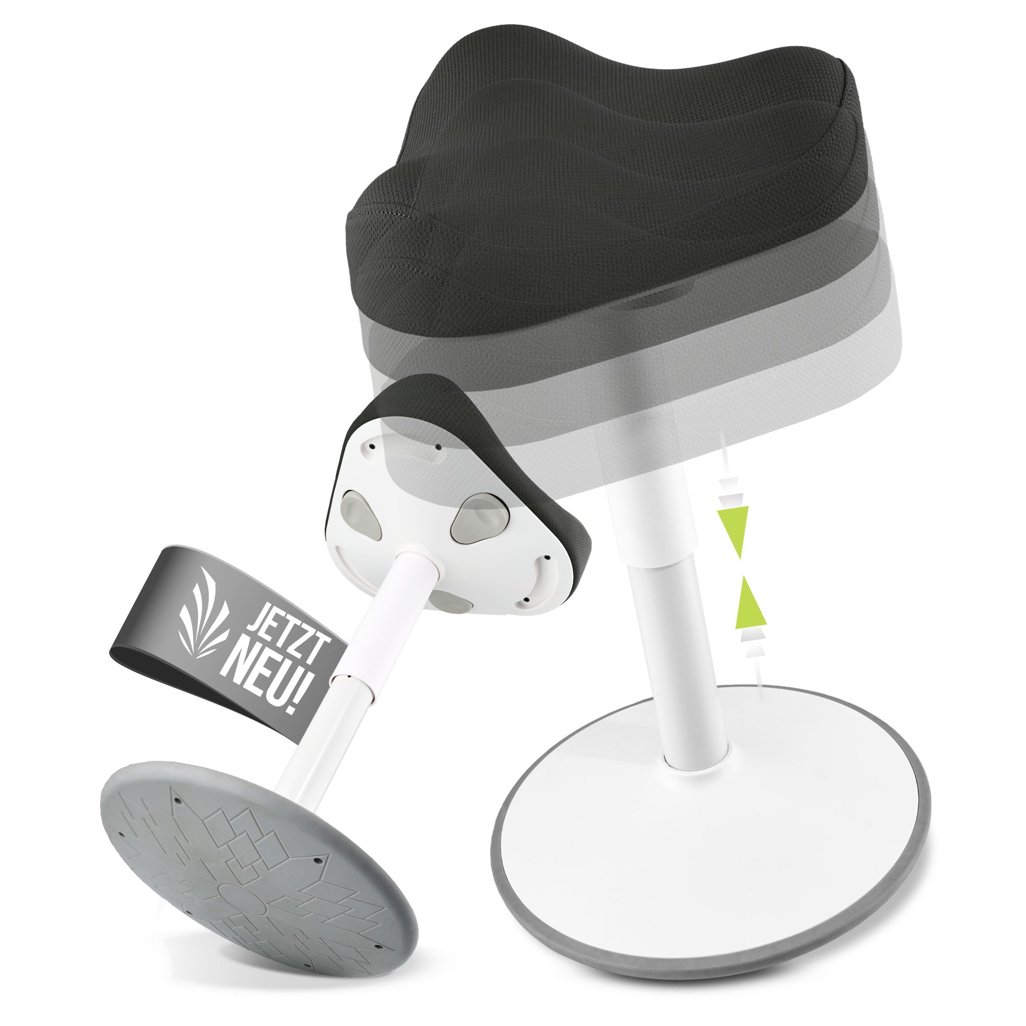 VINA Home SH-01S Bürohocker, Ergonomisch, (47 - 65cm) Höhenverstellbar, Rutschfest - Sitzhocker für Arbeit & Freizeit