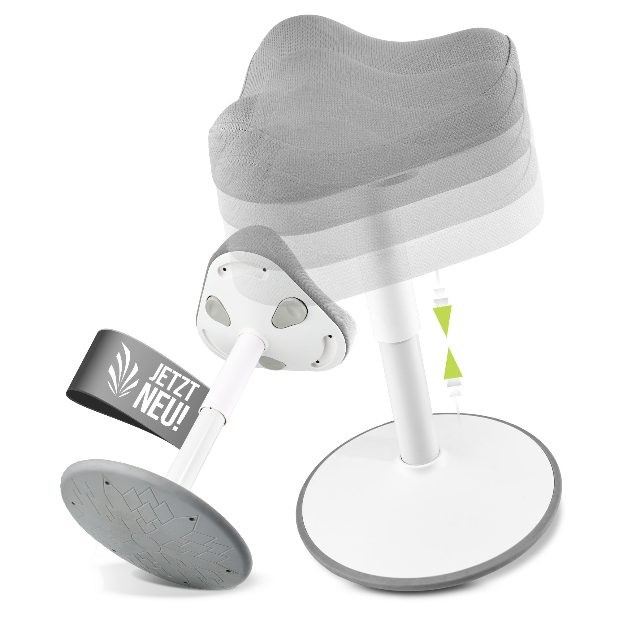 VINA Home SH-01S Bürohocker, Ergonomisch, (47 - 65cm) Höhenverstellbar, Rutschfest - Sitzhocker für Arbeit & Freizeit