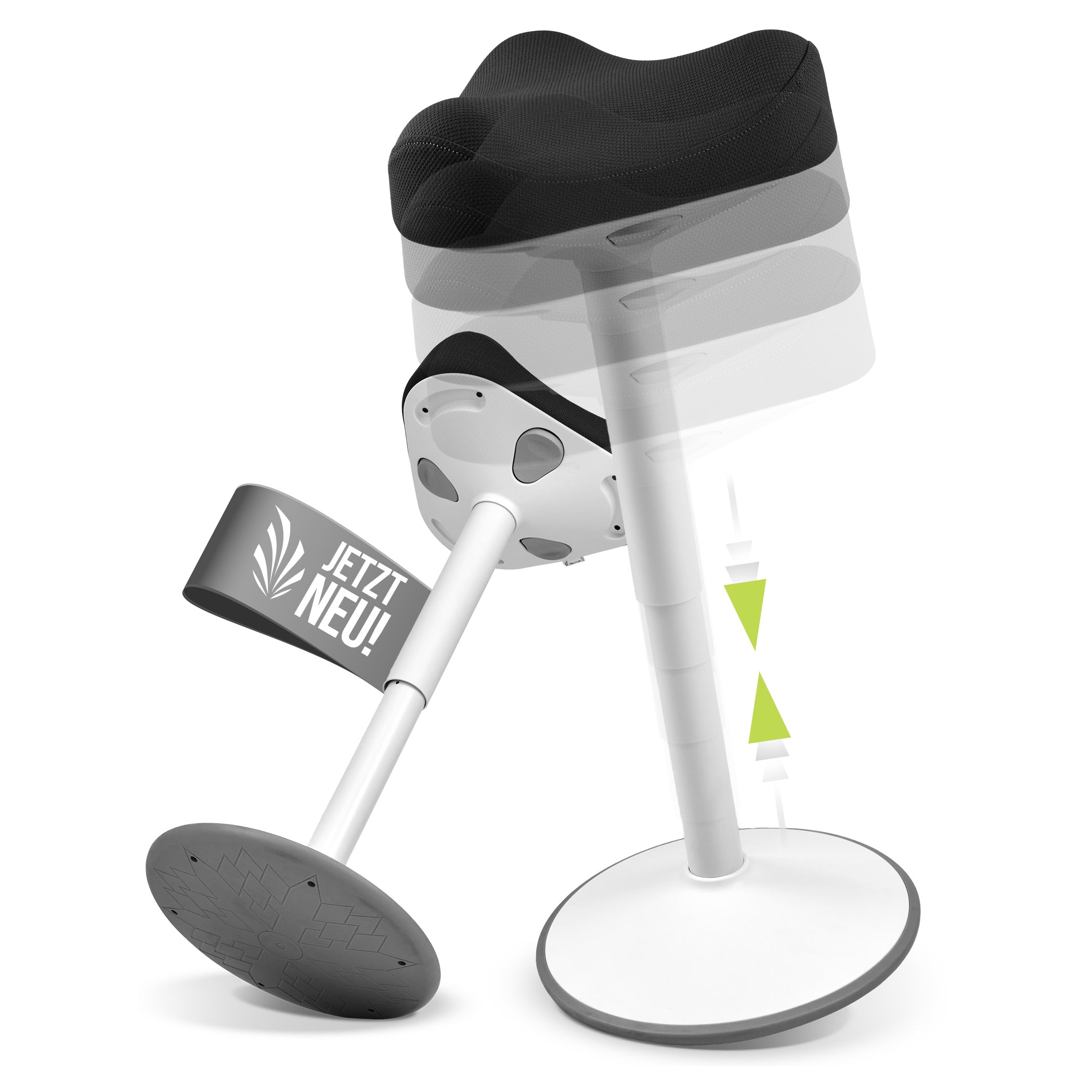 VINA Home SH-01 Bürohocker, Ergonomisch, Höhenverstellbar, Rutschfest - Sitzhocker/ Stehhocker für Arbeit & Freizeit