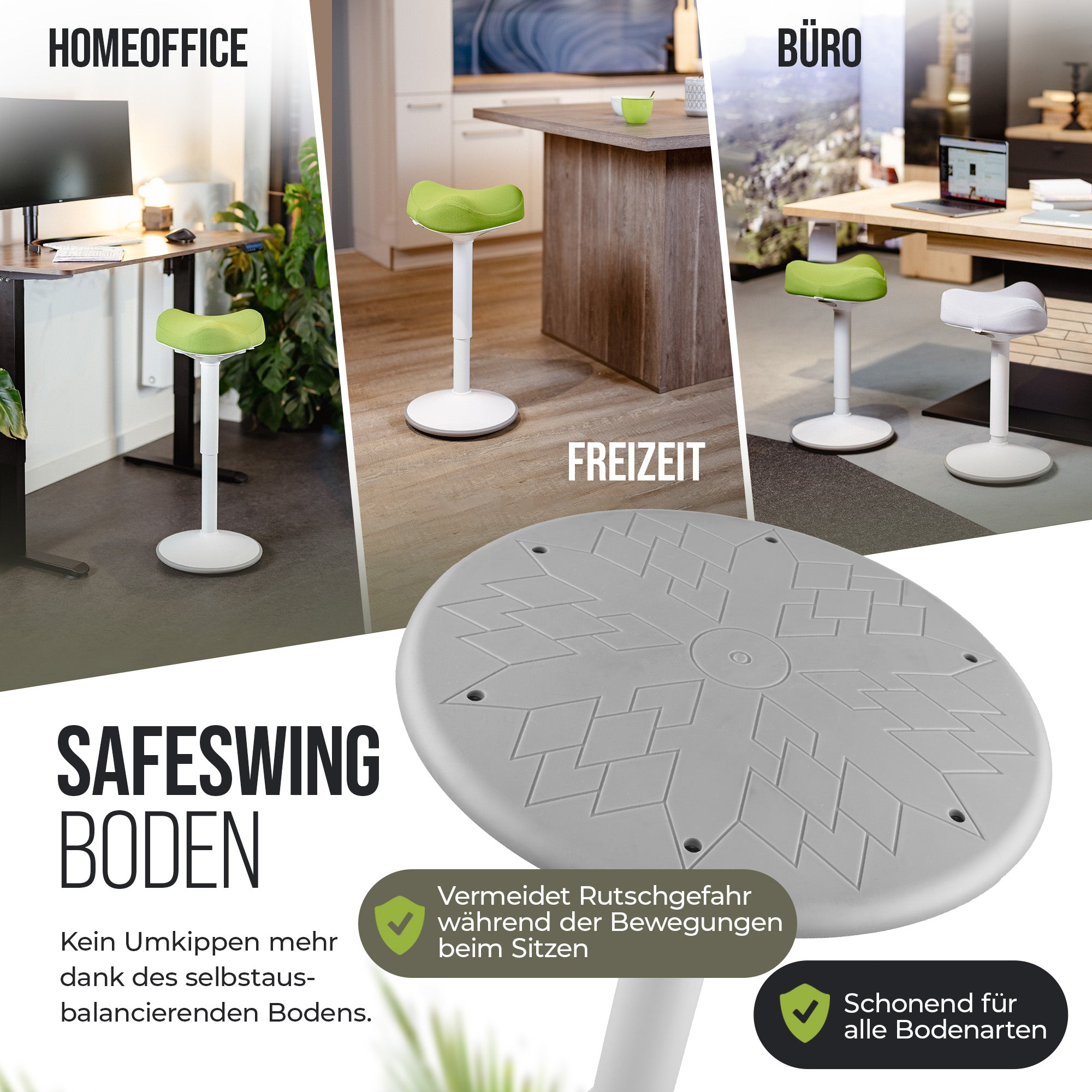 VINA Home SH-01 Bürohocker, Ergonomisch, Höhenverstellbar, Rutschfest - Sitzhocker/ Stehhocker für Arbeit & Freizeit