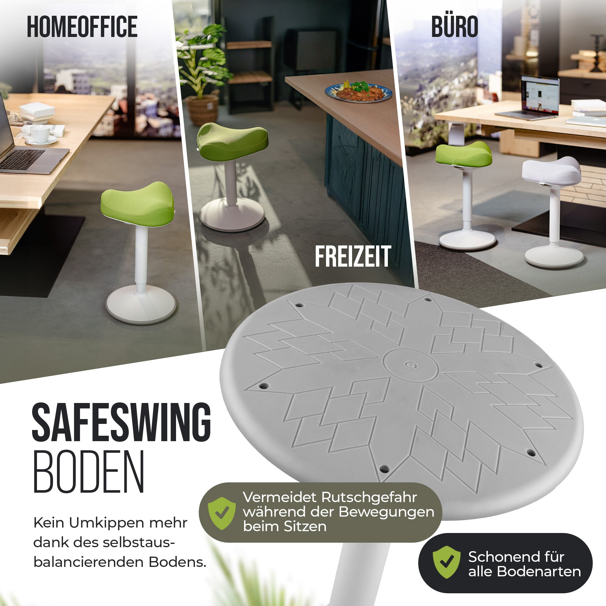 VINA Home SH-01S Bürohocker, Ergonomisch, (47 - 65cm) Höhenverstellbar, Rutschfest - Sitzhocker für Arbeit & Freizeit