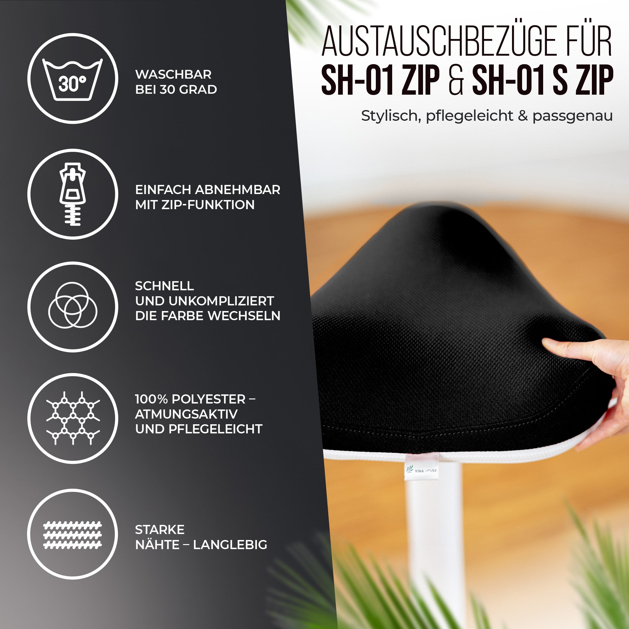 VINA Home® SH-01 ZIP Premium Sitzbezug | Perfekt geeignet für die Modelle SH-01 ZIP und SH-01S ZIP