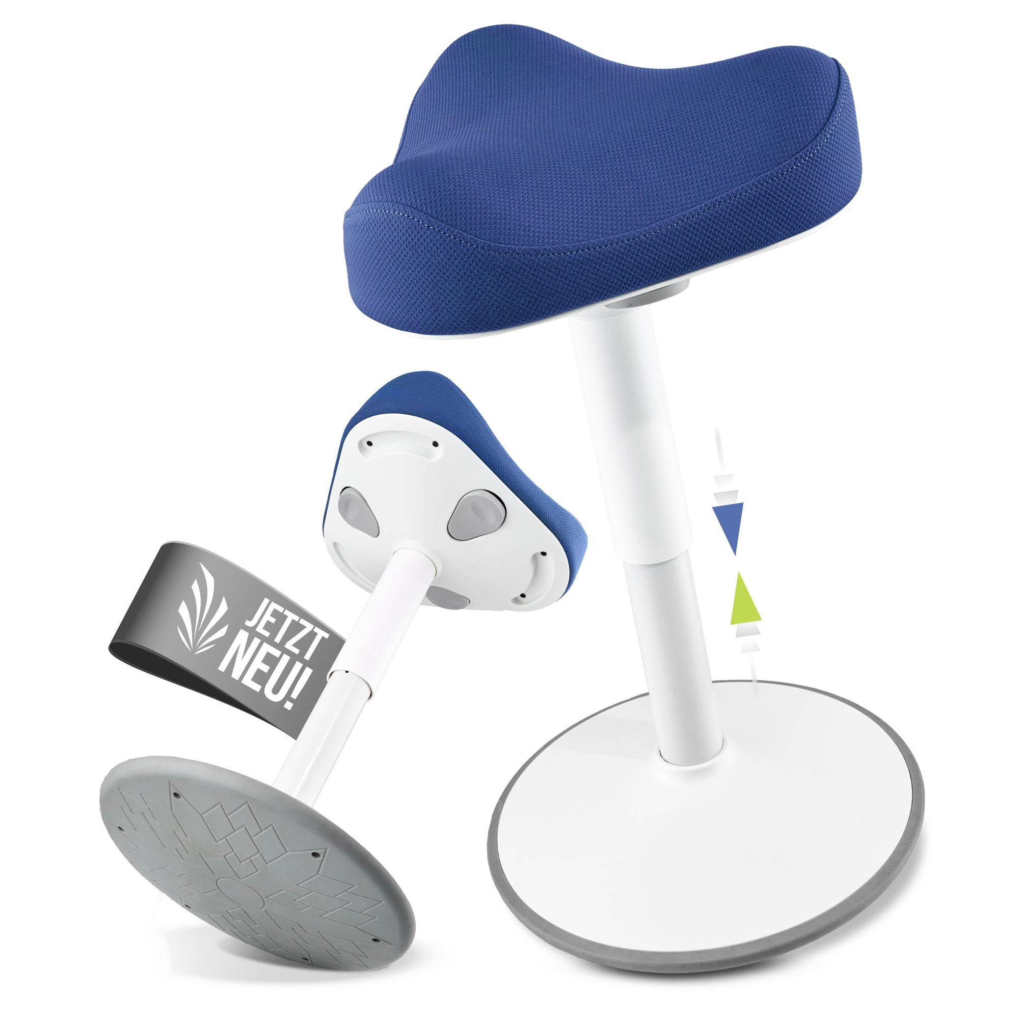 VINA Home SH-01S Bürohocker, Ergonomisch, (47 - 65cm) Höhenverstellbar, Rutschfest - Sitzhocker für Arbeit & Freizeit